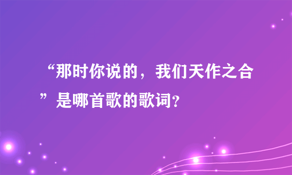 “那时你说的，我们天作之合”是哪首歌的歌词？