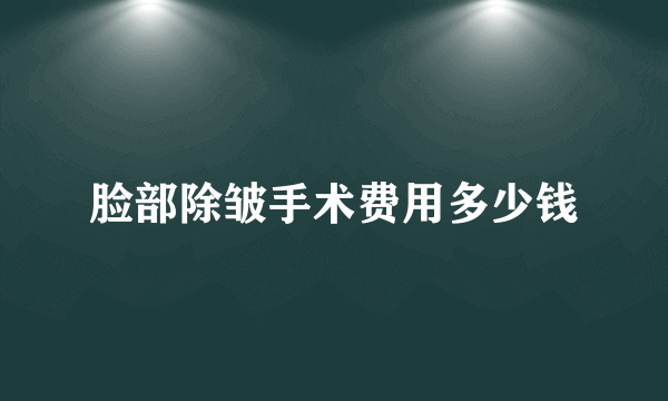 脸部除皱手术费用多少钱