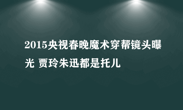 2015央视春晚魔术穿帮镜头曝光 贾玲朱迅都是托儿