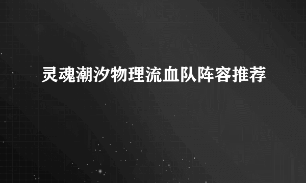 灵魂潮汐物理流血队阵容推荐