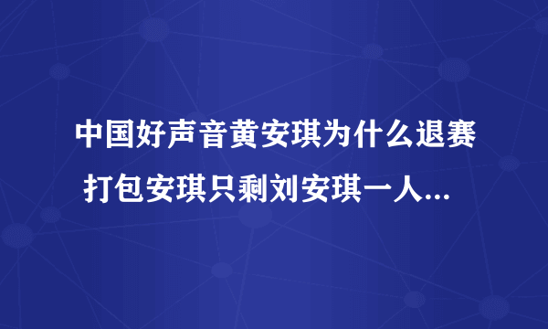 中国好声音黄安琪为什么退赛 打包安琪只剩刘安琪一人挑大梁_飞外网