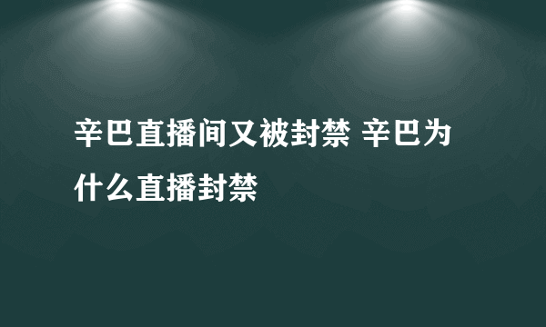 辛巴直播间又被封禁 辛巴为什么直播封禁