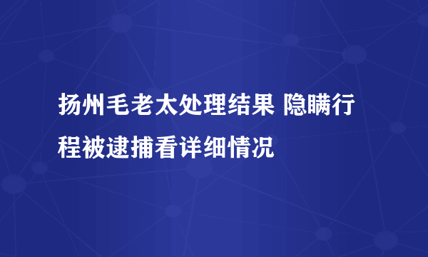 扬州毛老太处理结果 隐瞒行程被逮捕看详细情况