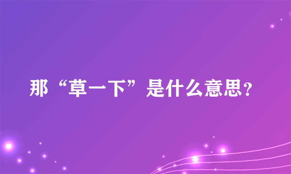 那“草一下”是什么意思？