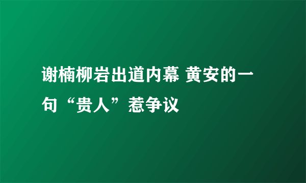 谢楠柳岩出道内幕 黄安的一句“贵人”惹争议