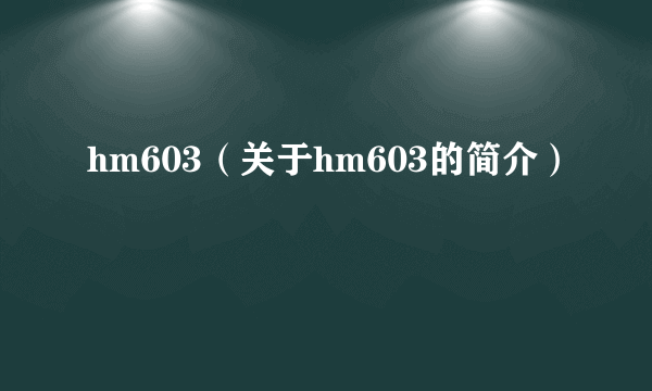 hm603（关于hm603的简介）