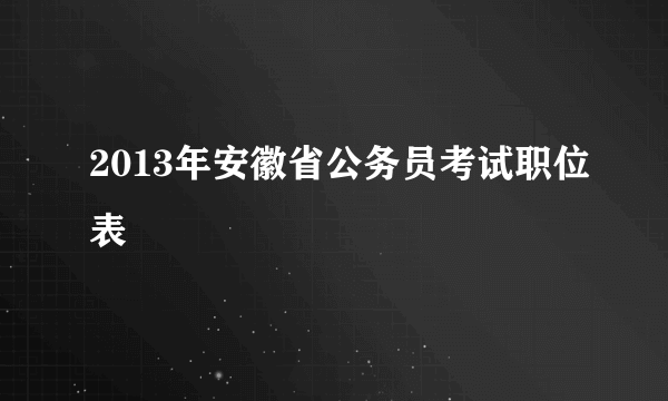 2013年安徽省公务员考试职位表