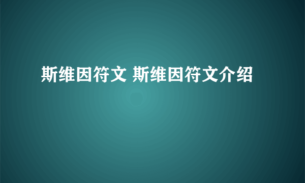 斯维因符文 斯维因符文介绍