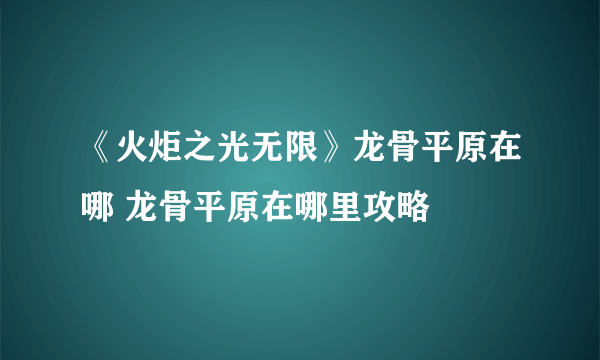 《火炬之光无限》龙骨平原在哪 龙骨平原在哪里攻略