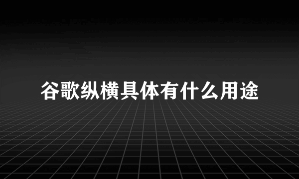 谷歌纵横具体有什么用途