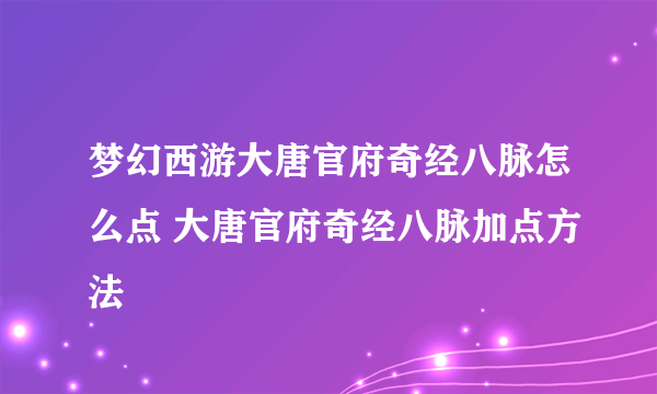 梦幻西游大唐官府奇经八脉怎么点 大唐官府奇经八脉加点方法