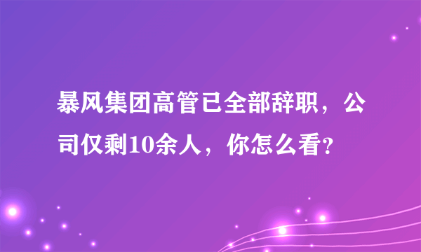 暴风集团高管已全部辞职，公司仅剩10余人，你怎么看？