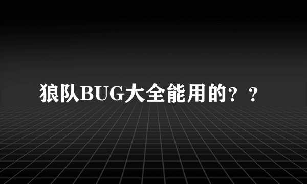 狼队BUG大全能用的？？