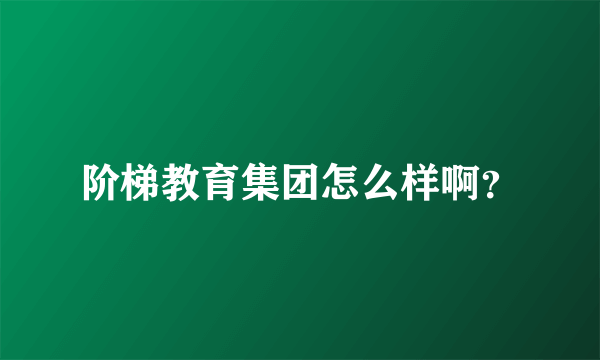 阶梯教育集团怎么样啊？