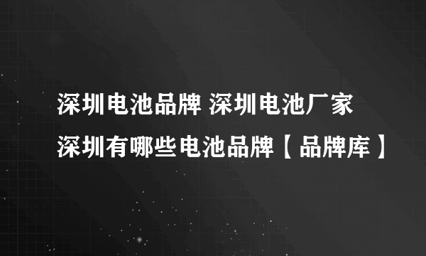 深圳电池品牌 深圳电池厂家 深圳有哪些电池品牌【品牌库】