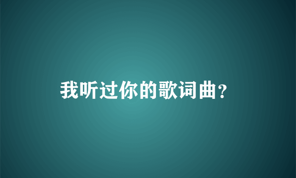 我听过你的歌词曲？