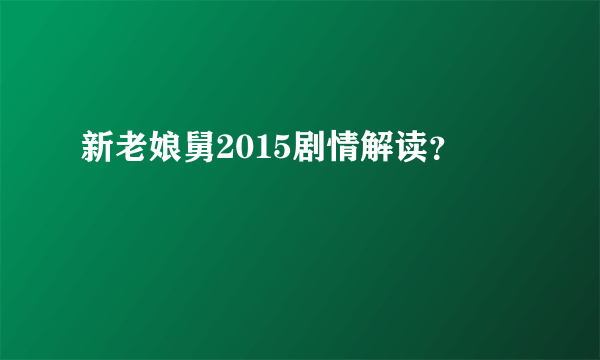 新老娘舅2015剧情解读？