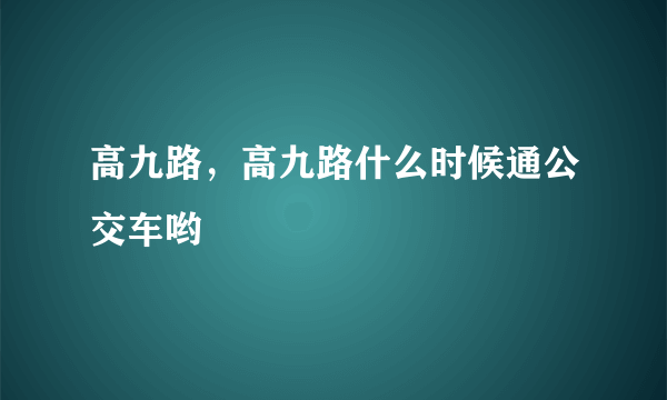 高九路，高九路什么时候通公交车哟