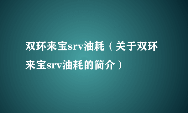 双环来宝srv油耗（关于双环来宝srv油耗的简介）